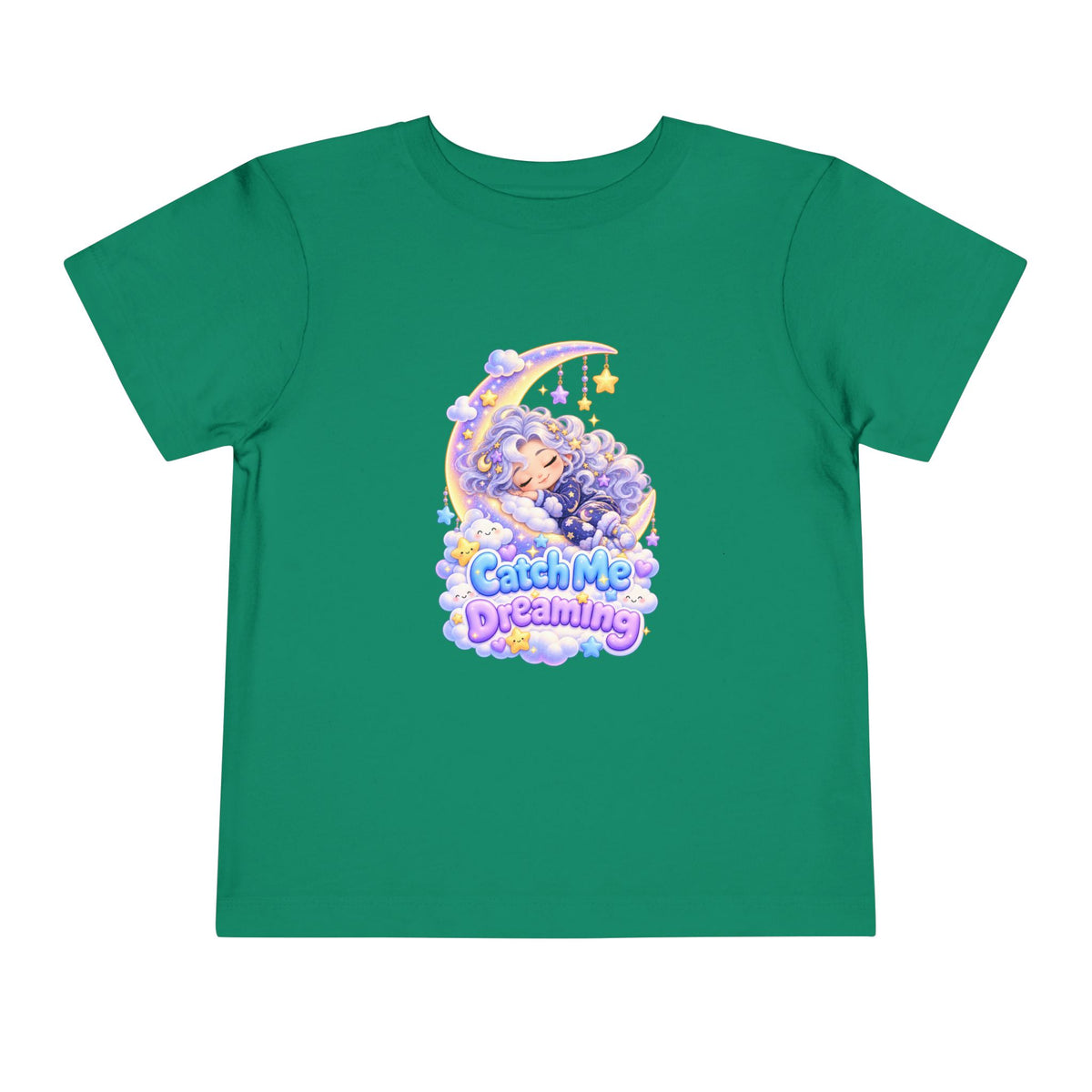 Toddler Tee — Blu the Cloud "Catch Me Dreaming" Cute Moon & Clouds Graphic