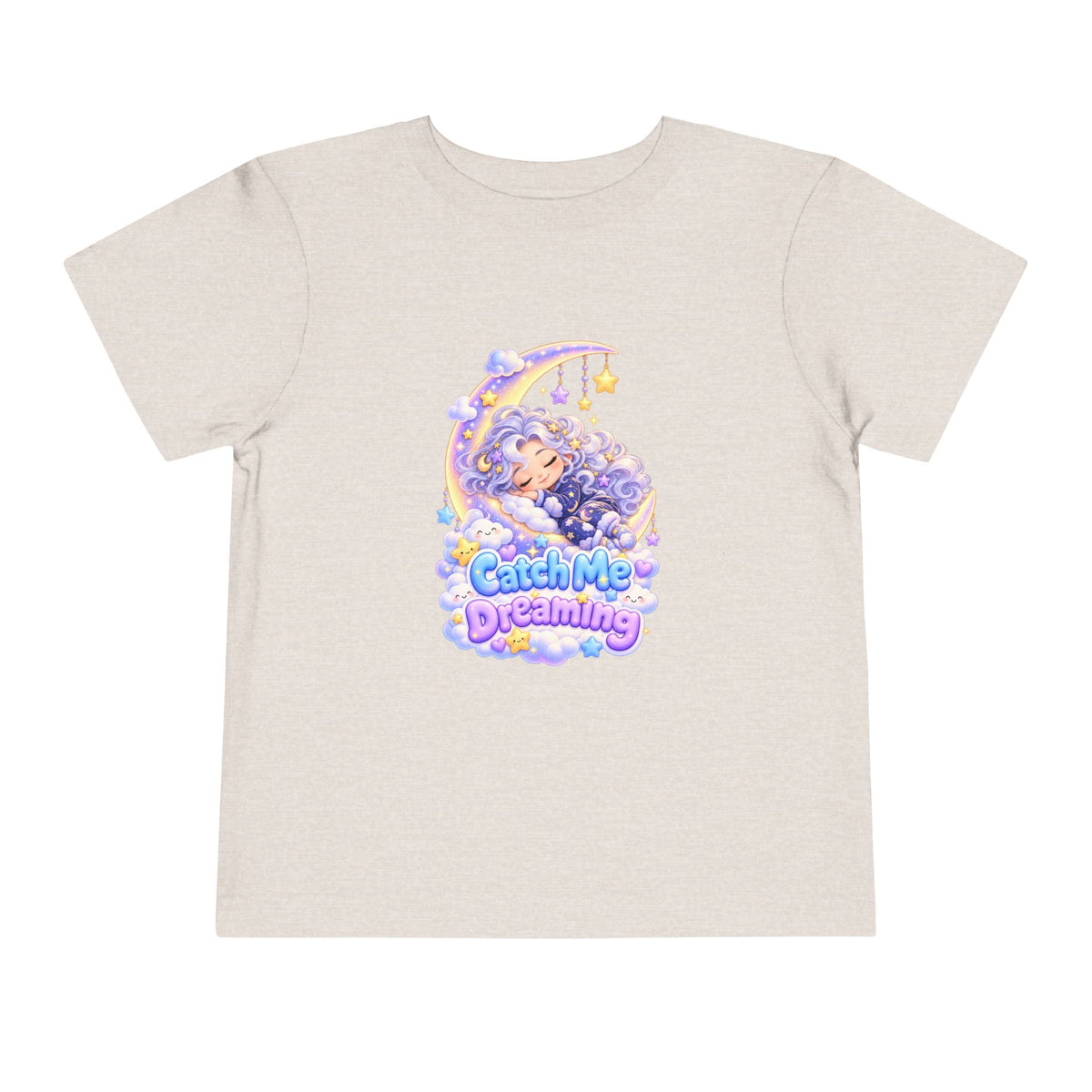 Toddler Tee — Blu the Cloud "Catch Me Dreaming" Cute Moon & Clouds Graphic