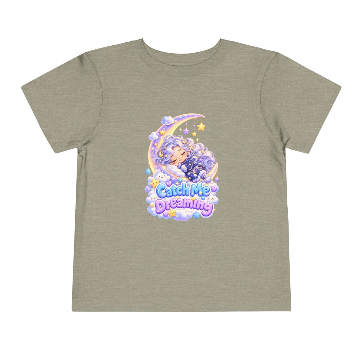 Toddler Tee — Blu the Cloud "Catch Me Dreaming" Cute Moon & Clouds Graphic