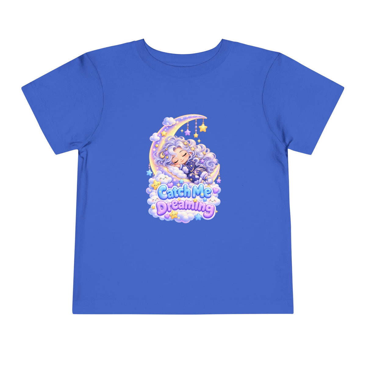 Toddler Tee — Blu the Cloud "Catch Me Dreaming" Cute Moon & Clouds Graphic
