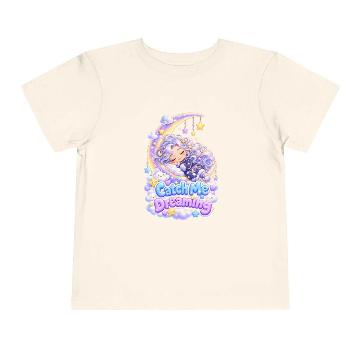 Toddler Tee — Blu the Cloud "Catch Me Dreaming" Cute Moon & Clouds Graphic