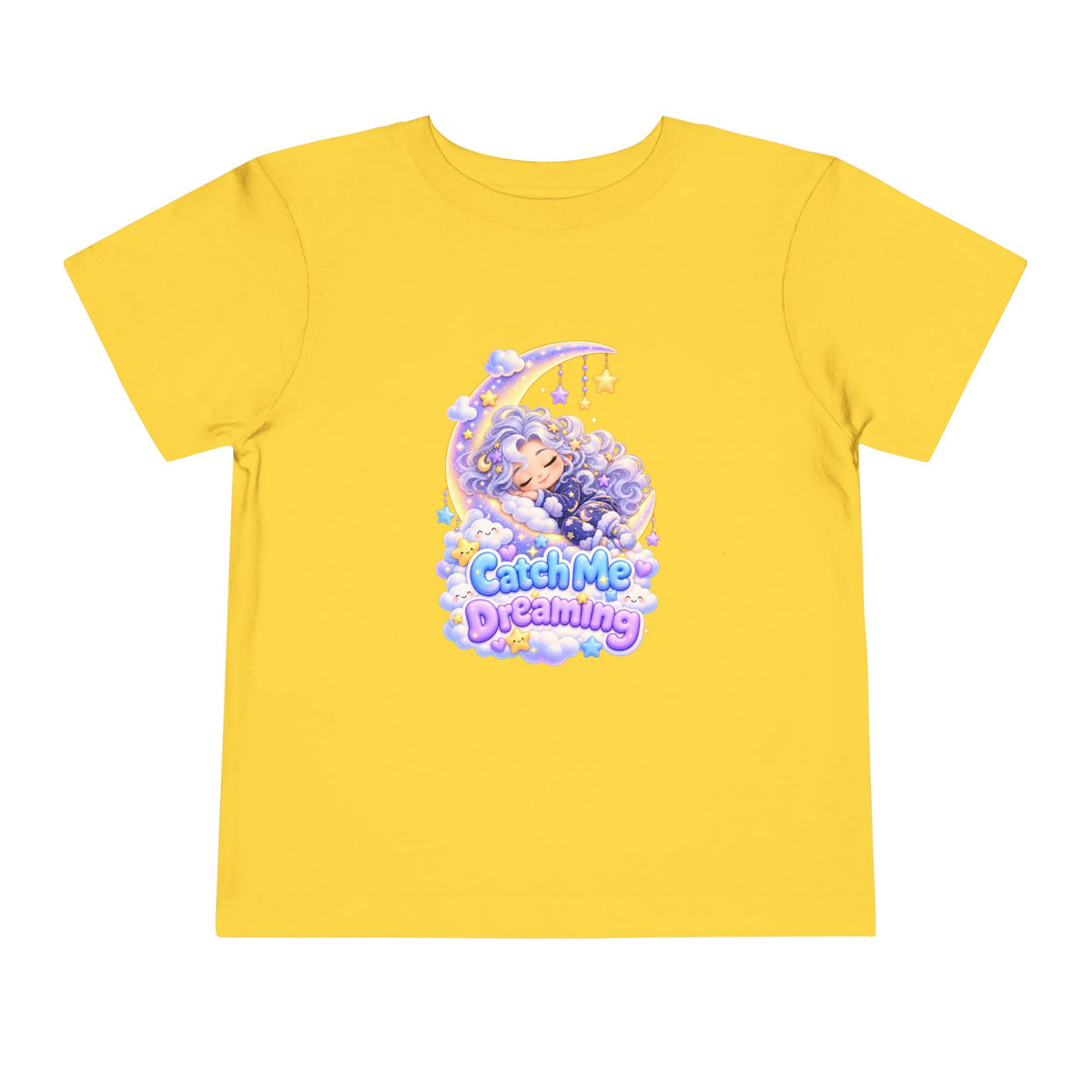 Toddler Tee — Blu the Cloud "Catch Me Dreaming" Cute Moon & Clouds Graphic