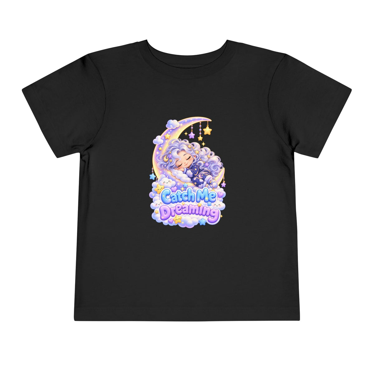 Toddler Tee — Blu the Cloud "Catch Me Dreaming" Cute Moon & Clouds Graphic