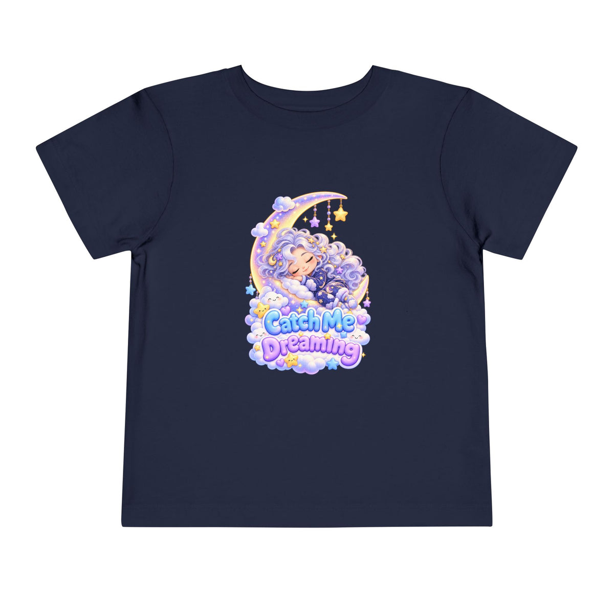 Toddler Tee — Blu the Cloud "Catch Me Dreaming" Cute Moon & Clouds Graphic
